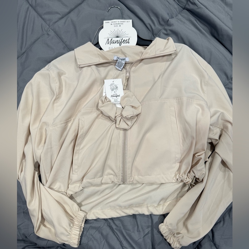 Manifest Set / jacket / shorts/ tank bra / scrunchie